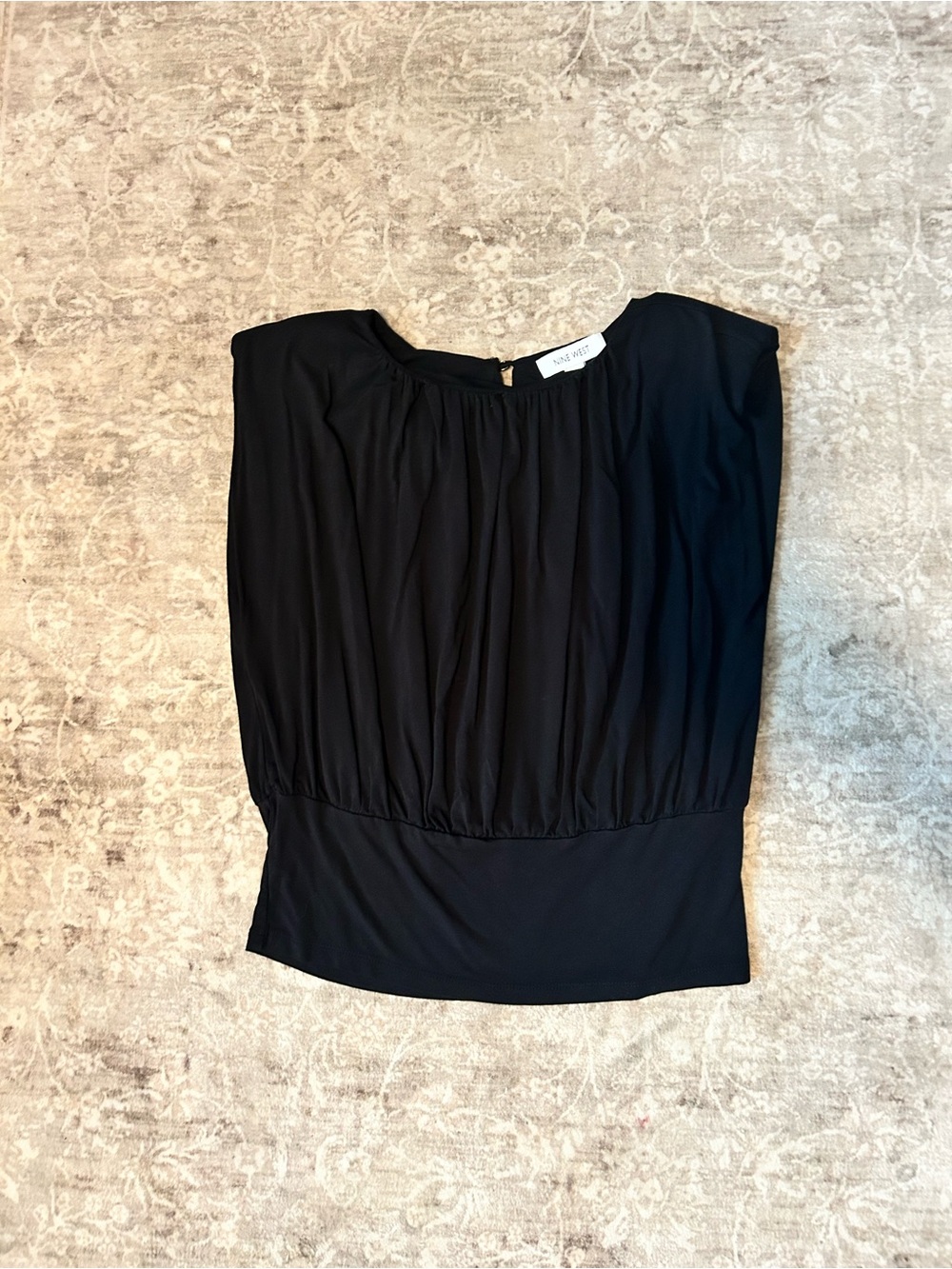 Nine West Black Gathered Waist Blouse XS